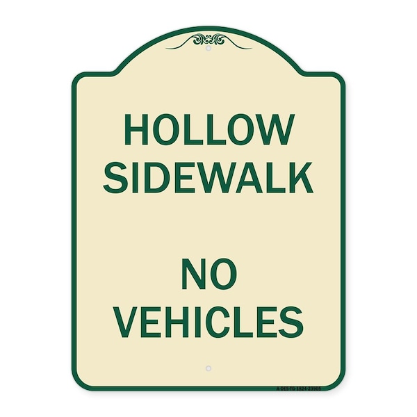 Signmission Hollow Sidewalk No Vehicles Heavy-Gauge Aluminum Architectural Sign, 24" x 18", TG-1824-23905 A-DES-TG-1824-23905 - main